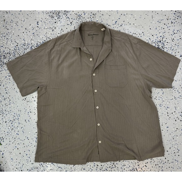 Tommy Bahama Polo Shirt Adult Mens Large 3XL Brown Marlin Casual 100% Silk - Picture 1 of 4